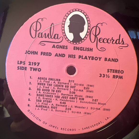 JOHN FRED & HIS PLAYBOY BAND~AGNES ENGLISH LP '67 ULTRASONIC CLEAN VG+ STICKER - Picture 5 of 9